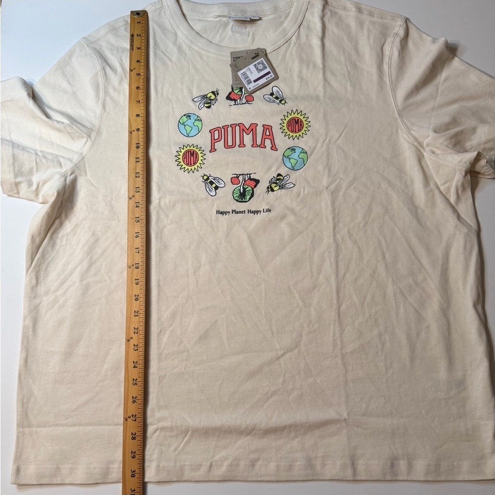 NWT Women's 2XL Puma Cream Graphic T-Shirt (KB1)